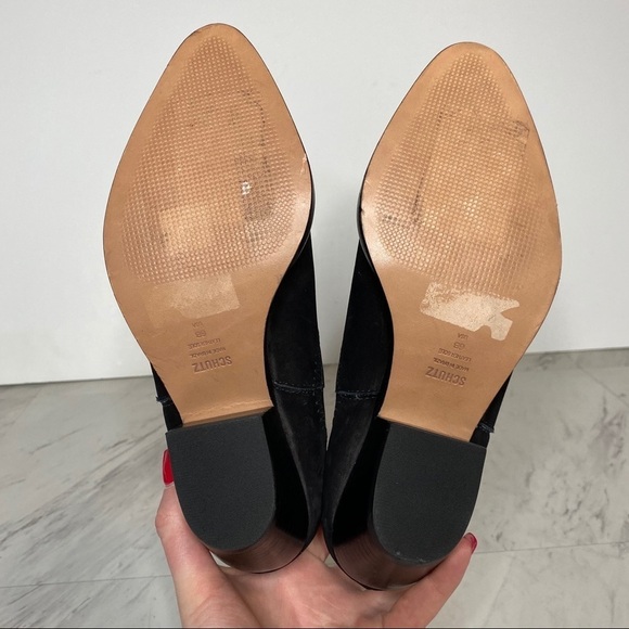 New! Schutz Jacqueline Low Profile Black Suede Bootie 6B - Picture 10 of 11